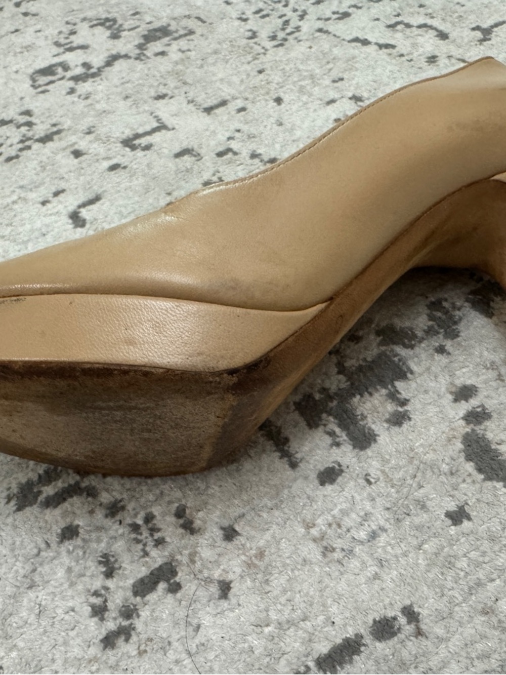 Jimmy Choo Beige Peep-Toe Leather Pumps - Picture 5 of 8